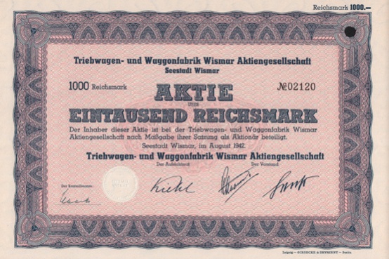 Aktie über 1000 Reichsmark