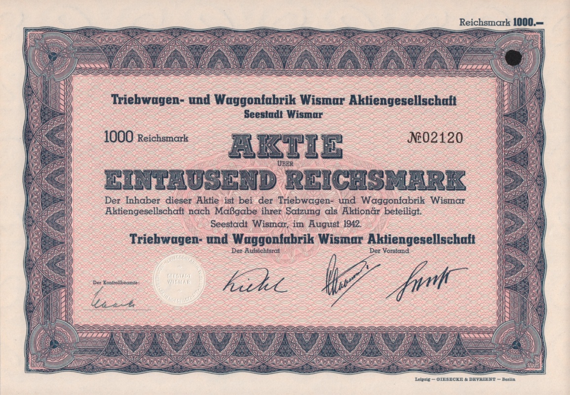 Aktie über 1000 Reichsmark