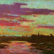 Gemälde: Rudolf Bartels: Abendhimmel über Schwaan