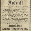 Anzeige aus der Greifswalder Zeitung vom 31.1.1919: Das "Freiwillige Landes-Jäger-Korps" – auch bekannt als Freikorps Maercker – sucht Verstärkung. "Alte Frontsoldaten" sollen helfen, das Vaterland zu retten.