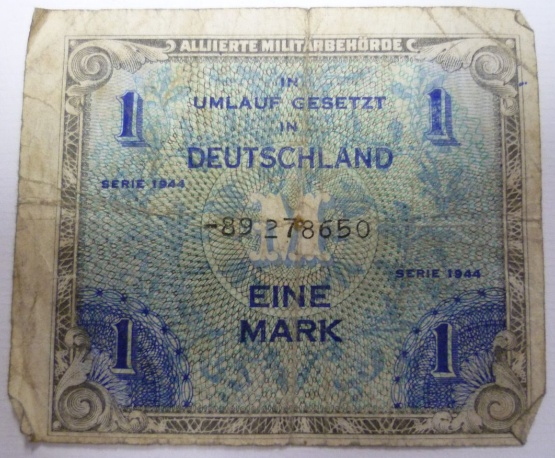 Geld der Besatzungsmacht: 1 Mark Geldschein 1 Mark