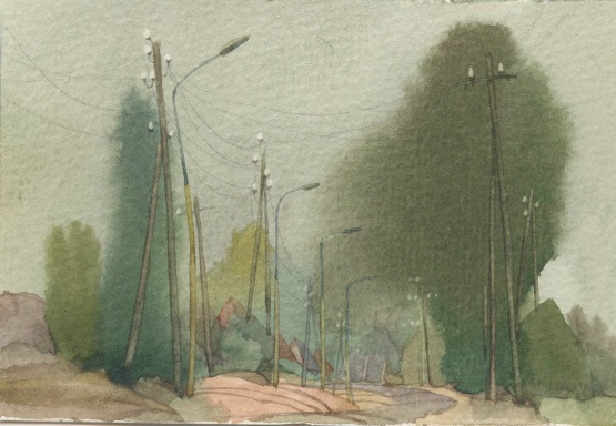 Helga Kaffke: Dorfstraße in Plate