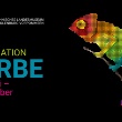 Plakat mit dem Logo des phantenikum dem Titel der Austellung Faszination Farbe und dem Zeitraum 27. Mai bis 8. Oktober 2023 und einem bunten Chamäleon