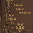 Brauner Buchdeckel mit hellbraunen Blumen und dem Text "Adolf Wilbrandt, Fridolins heimliche Ehe."