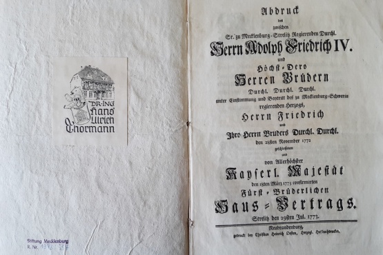 Titelblatt: Hausvertrag von 1772, Neubrandenburg, Oesten