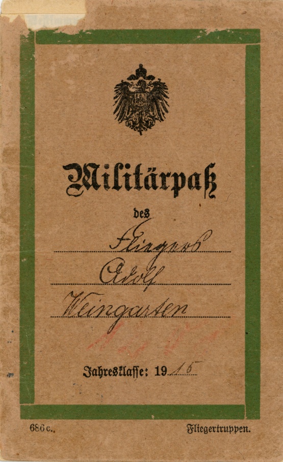 Militärpass von Adolf Weingarten, Saarburg, 15.03.1915. © Quelle: Stadtarchiv Wismar Außenansicht Militärpass von Adolf Weingarten, Saarburg, 15.03.1915.