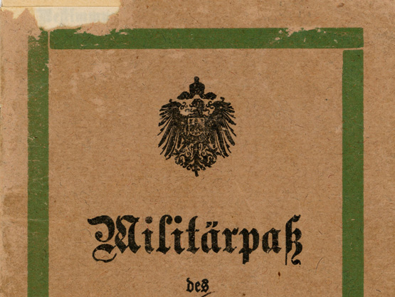 Außenansicht Militärpass von Adolf Weingarten, Saarburg, 15.03.1915.