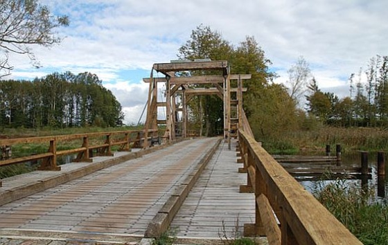 Zugbrücke von Nehringen über die Recknitz, erbaut um 1900
