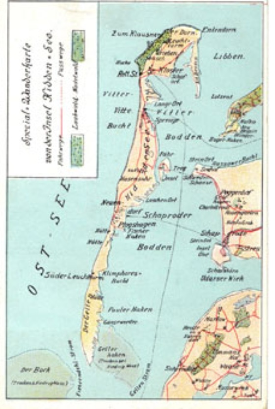 Postkarte Hiddensee um 1900 mit aufgelandetem Bessiner Haken Postkarte Hiddensee um 1900 mit aufgelandetem Bessiner Haken