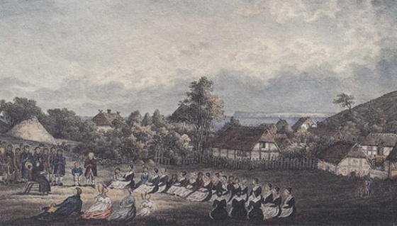 Theodor Schwarz, Uferpredigt von Johann Gottlieb Kosegarten in Vitt auf Rügen Theodor Schwarz, Uferpredigt von Johann Gottlieb Kosegarten in Vitt auf Rügen